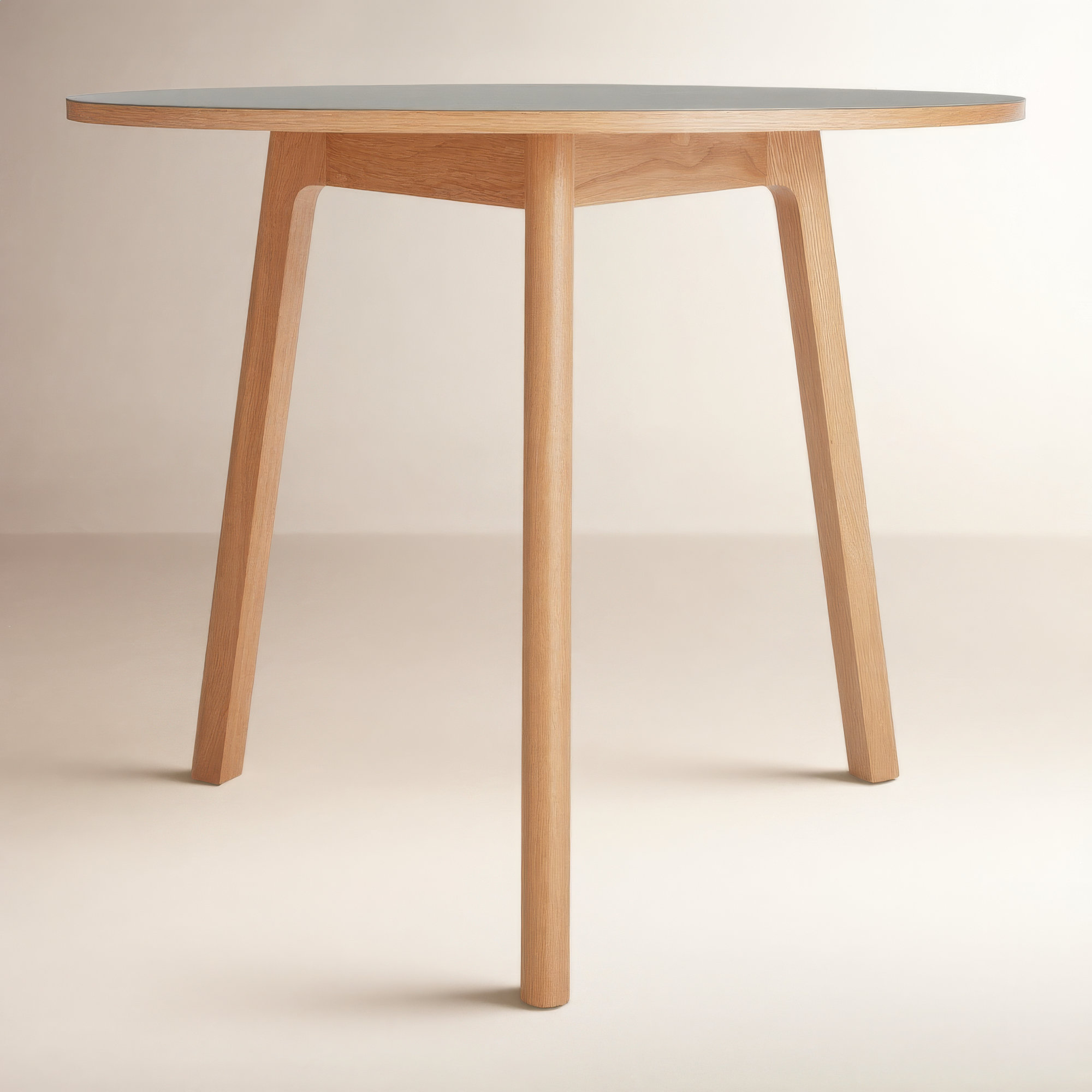 Apt Café Round Dining Table, 30" W x 30" L, Putty, White Oak