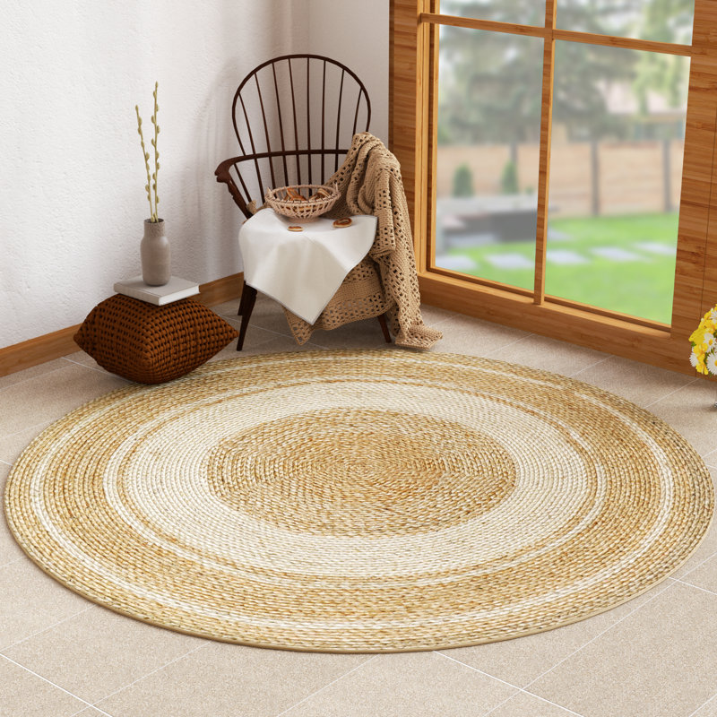 Kayleigh Hand-Braided Jute Area Rug, Round 6'