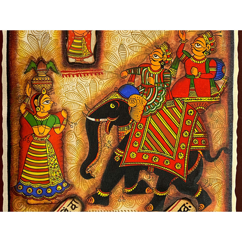 Pabuji King avec Sanskrit Shloka | Phad, peinture de Kalyan Joshi