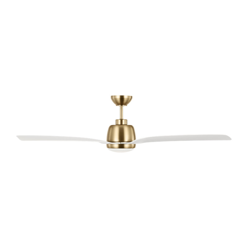 Carly 60'' Ceiling Fan with LED Lights, 15.40" H x 60" W x 60" D, White, Satin Brass