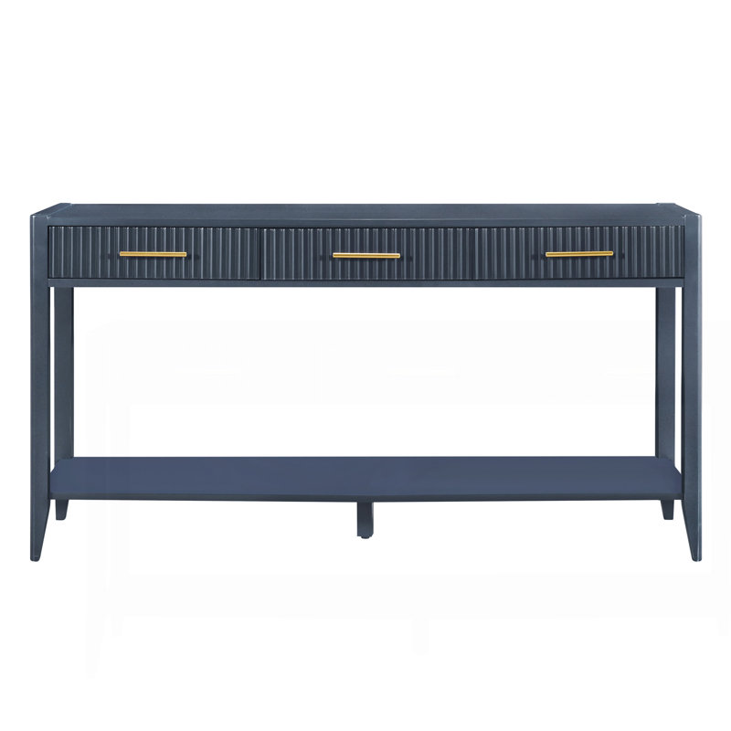 U_Style 60" Painted Console Table With 3 Drawers,Wooden Entryway Table With Storage Shelf, Farmhouse Sofa Table For Living Room, Hallway,Entryway, Foyer, Corridor(Navy Blue)