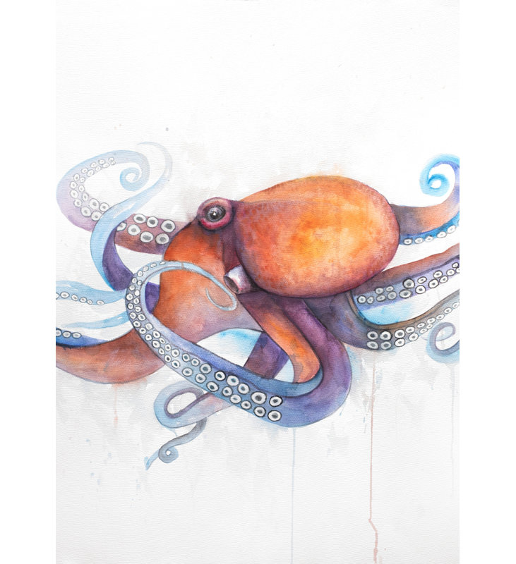Colorful Octopus Profile - Children's Art Framed Canvas Decor