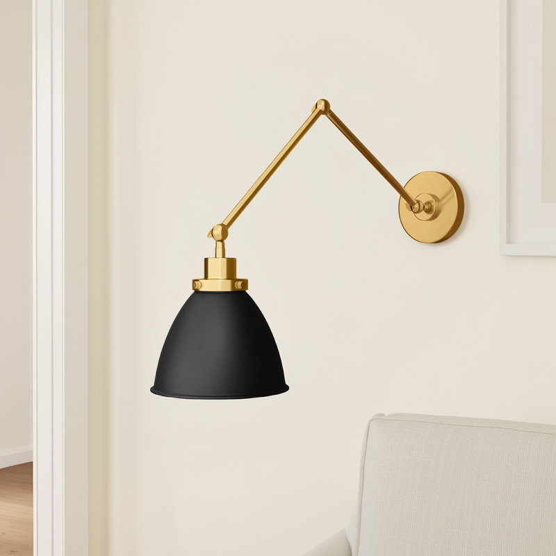 Steel Armed Sconce, Burnished Brass, Midnight Black