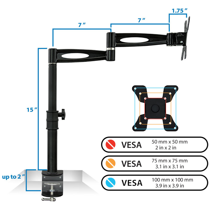 3 Way Adjustable Tilting/Swivel/Articulating Arm Desk Mount for 13" - 30" LCD/LED