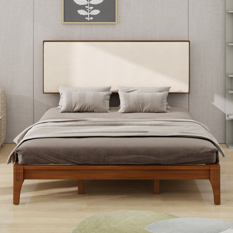 Modern Platform Bed Featuring Upholstered Headboard