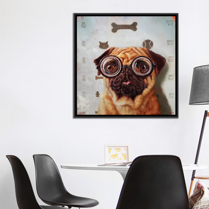 « exam eye exam », impression sur toile, H 26 po x l 26 po x P 1,5 po, Toile avec cadre noir, Pas de tapis