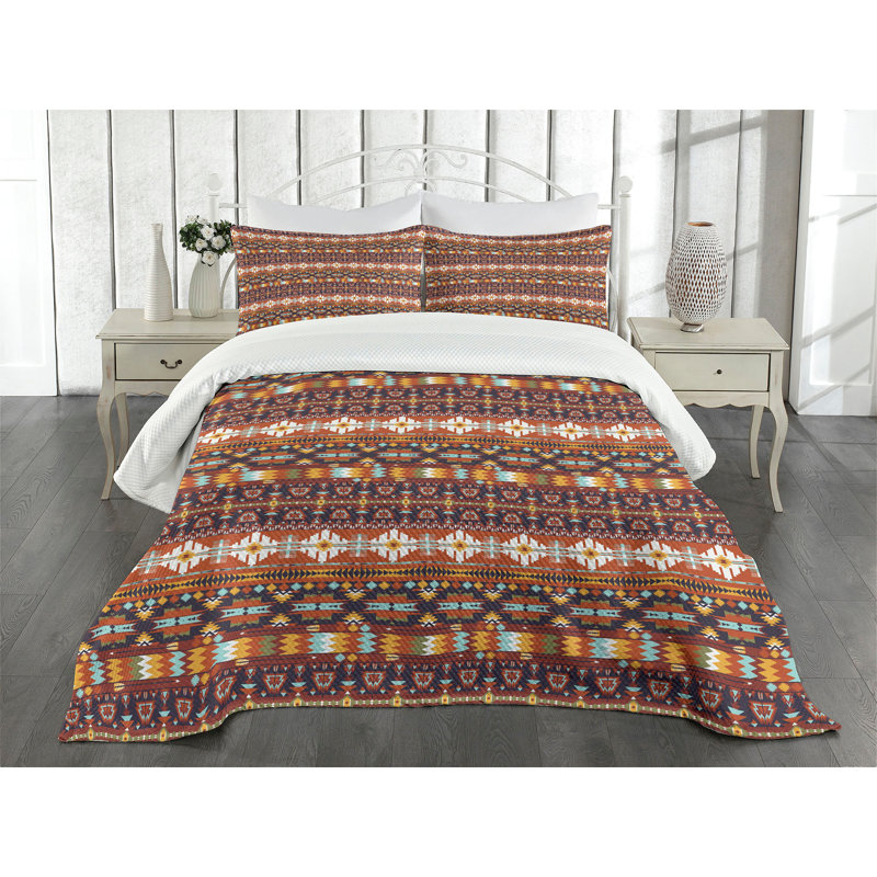 Ambesonne Colorful Bedspread Set Aztec Style Arrow Multicolor, King Coverlet / Bedspread + 2 Standard Shams
