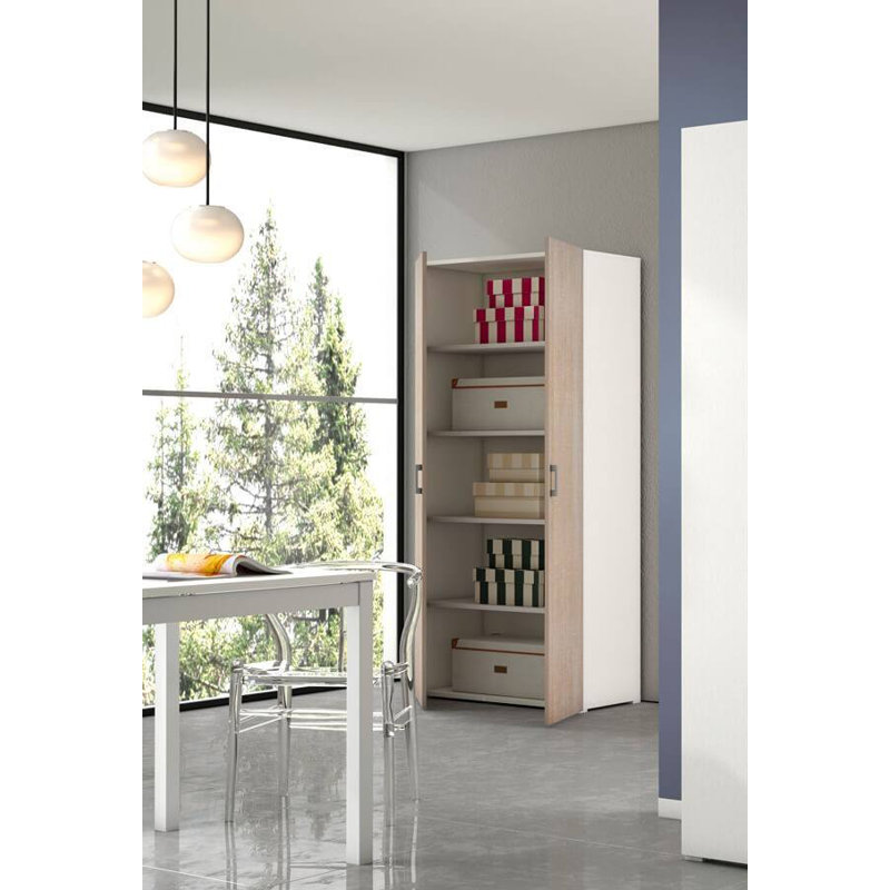 Gurtrue 2 Door Manufactured Wood Wardrobe, Oak/White