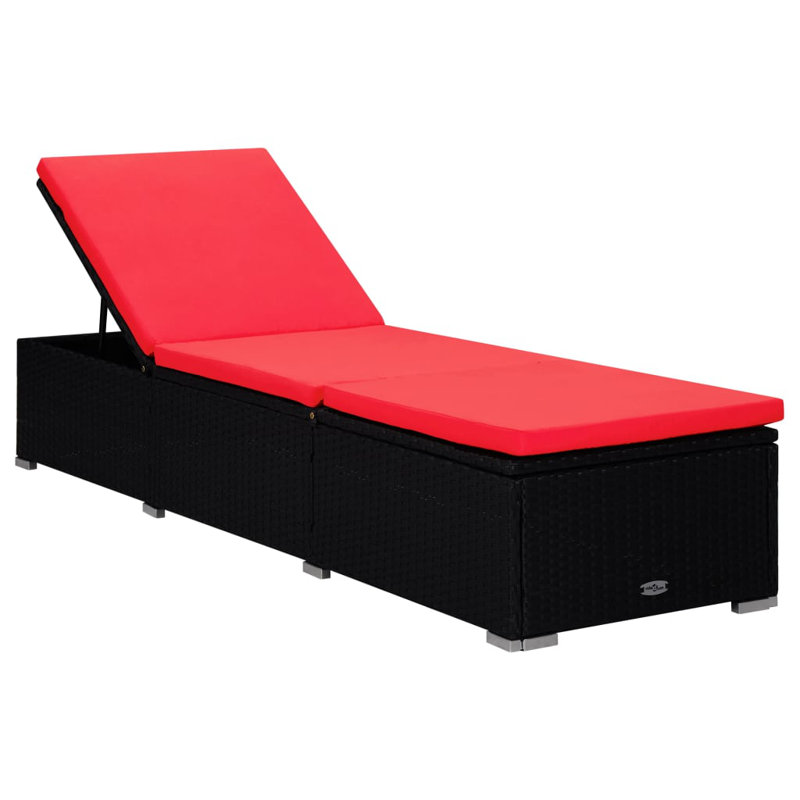 Ensemble de chaises longues de 16 po avec coussins et table, Rouge