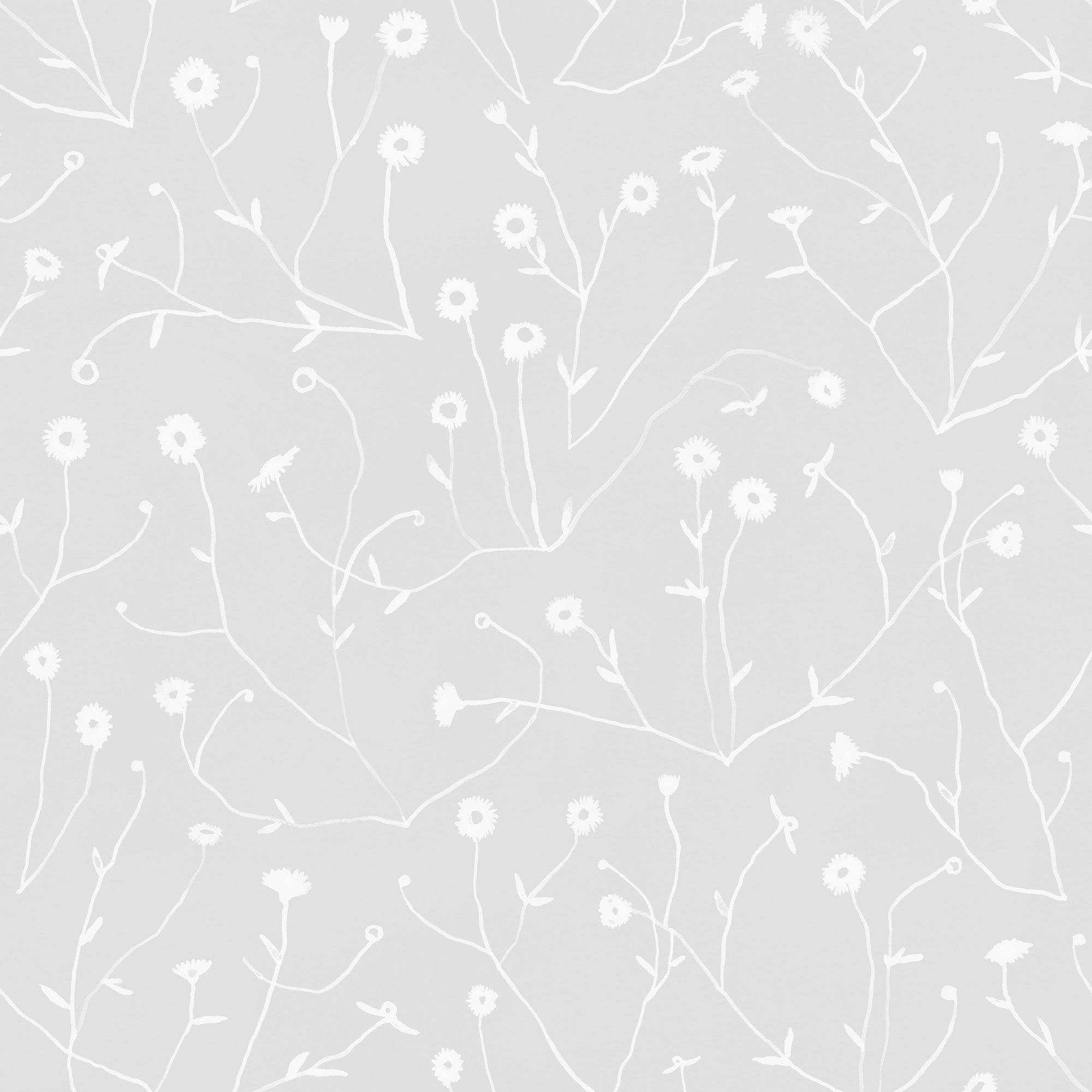 Keyes Floral Wallpaper, Light Gray