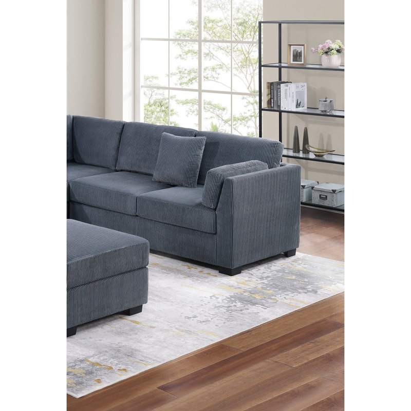 Ensemble de canapé modulaire 4 pièces L-Sectional RAF / LAF, Gris foncé
