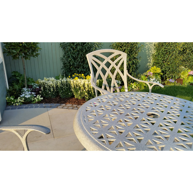 Ryne 2 - Person Patio Dining Set Umbrella Hole Included Round Table with Cushions Included, Sandstone