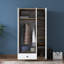 Armoire moderne avec tablettes, panneau de particules enduit 100% mélamine, noyer et blanc, 35,4 x 66,9 x 16,5 pouces | Fixation murale, plusieurs options de rangement, conception élégante pour une gestion efficace de l'espace