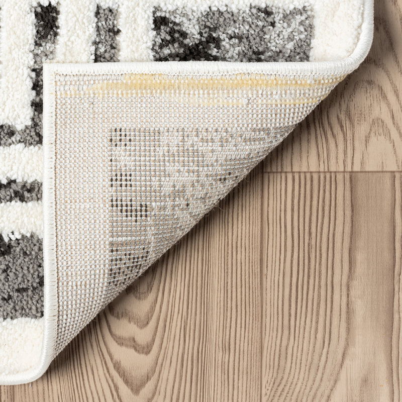 Tapis géométrique à motif à carreaux gris crème Abani Rugs Olessja Collection NOM140A, Rectangle 6 pi x 9 pi