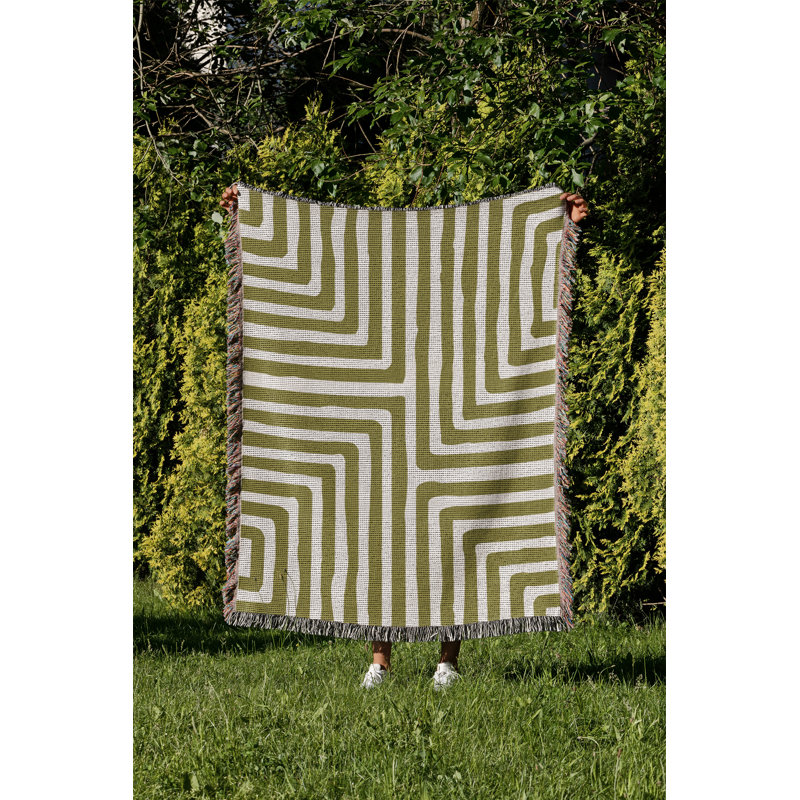 Jeté en coton Waren, Chartreuse, 50 x 70