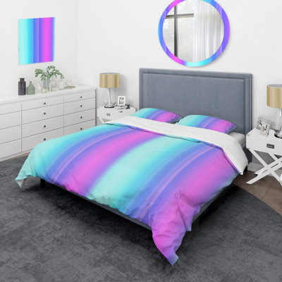 Blue And Purple Striped Pattern Polyester Striped Duvet Cover