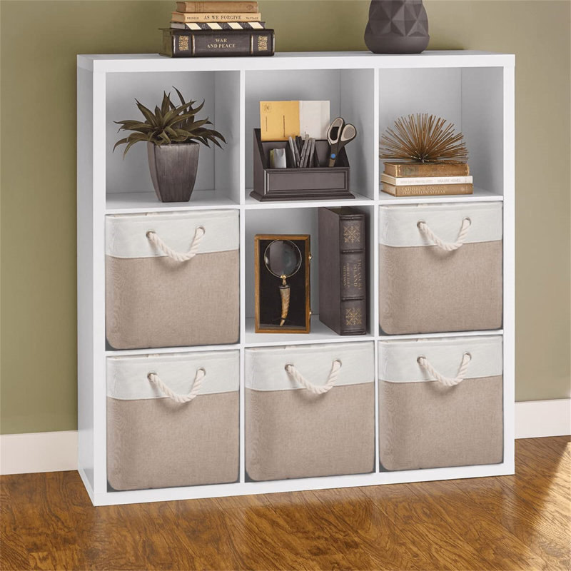 Ebern Designs Fabric Decorative Bin, White/Cream