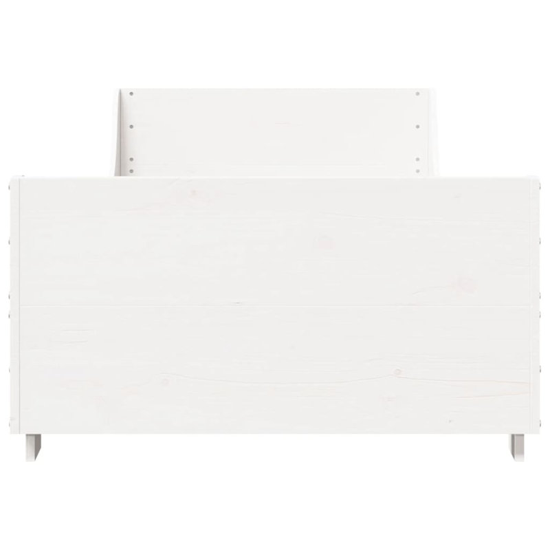 Solid Wood Bed Frame, 100 x 200 cm, White