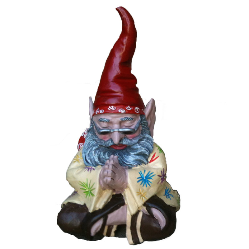 Peaceful Hippie Gnome Meditating Outdoor Garden Statue