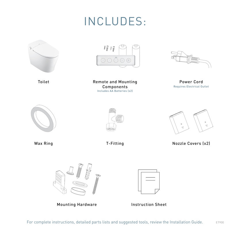 White Elongated One-Piece Smart Toilet with Remote