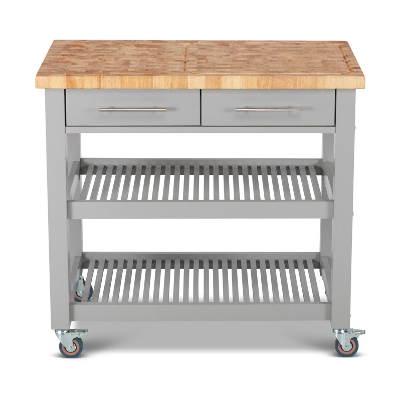 Sydney 38.30'' Wide Rolling Kitchen Cart, Light Gray