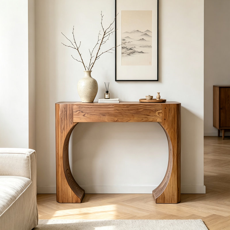 Console en bois au design simple, 31.5" H x 39.37" W x 11.81" D, Brown