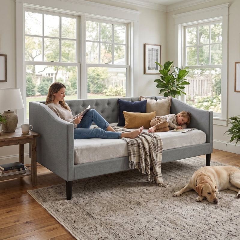 Fenn Upholstered Daybed, Gray
