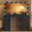 Coiffeuse avec miroir, 11 tiroirs, station de charge, 3 modes d'éclairage-465836689