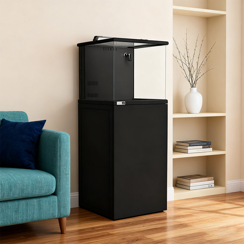 Petit réservoir carré d'aquariums en alliage d'aluminium, 13,21 gallons (H 51,97 po x l 20,08 po x P 20,47 p, Noir