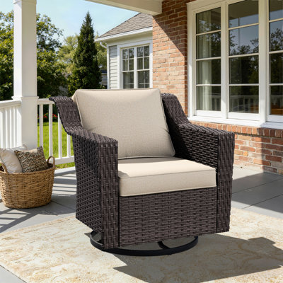 Aleira Outdoor Wicker Swivel Rocker Chair with Cushions, All-Weather Rattan Patio Accent Chair for Porch, Deck, and Garden