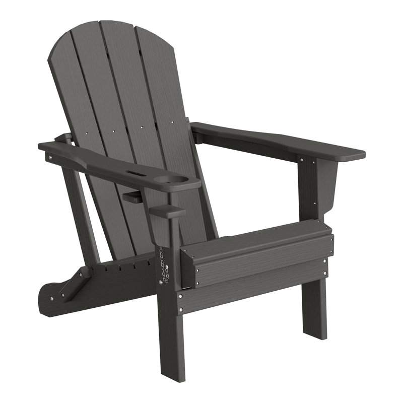 Chaise Adirondack d'extérieur avec porte-gobelet, Gris