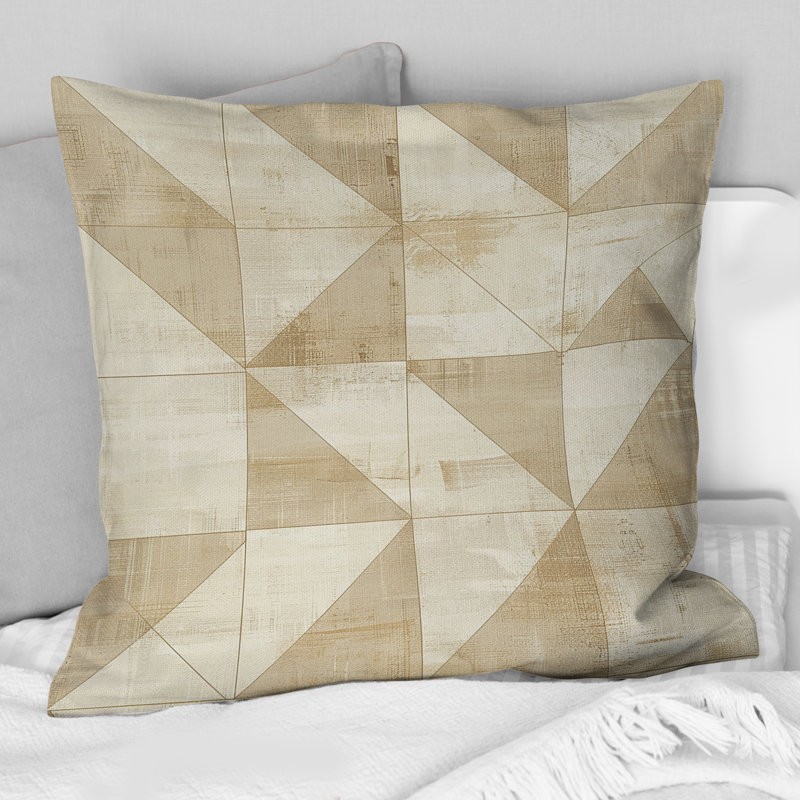 Coussin décoratif beige Mid-Century Triangle III - Mid-Century, H 18 po x l 18 po