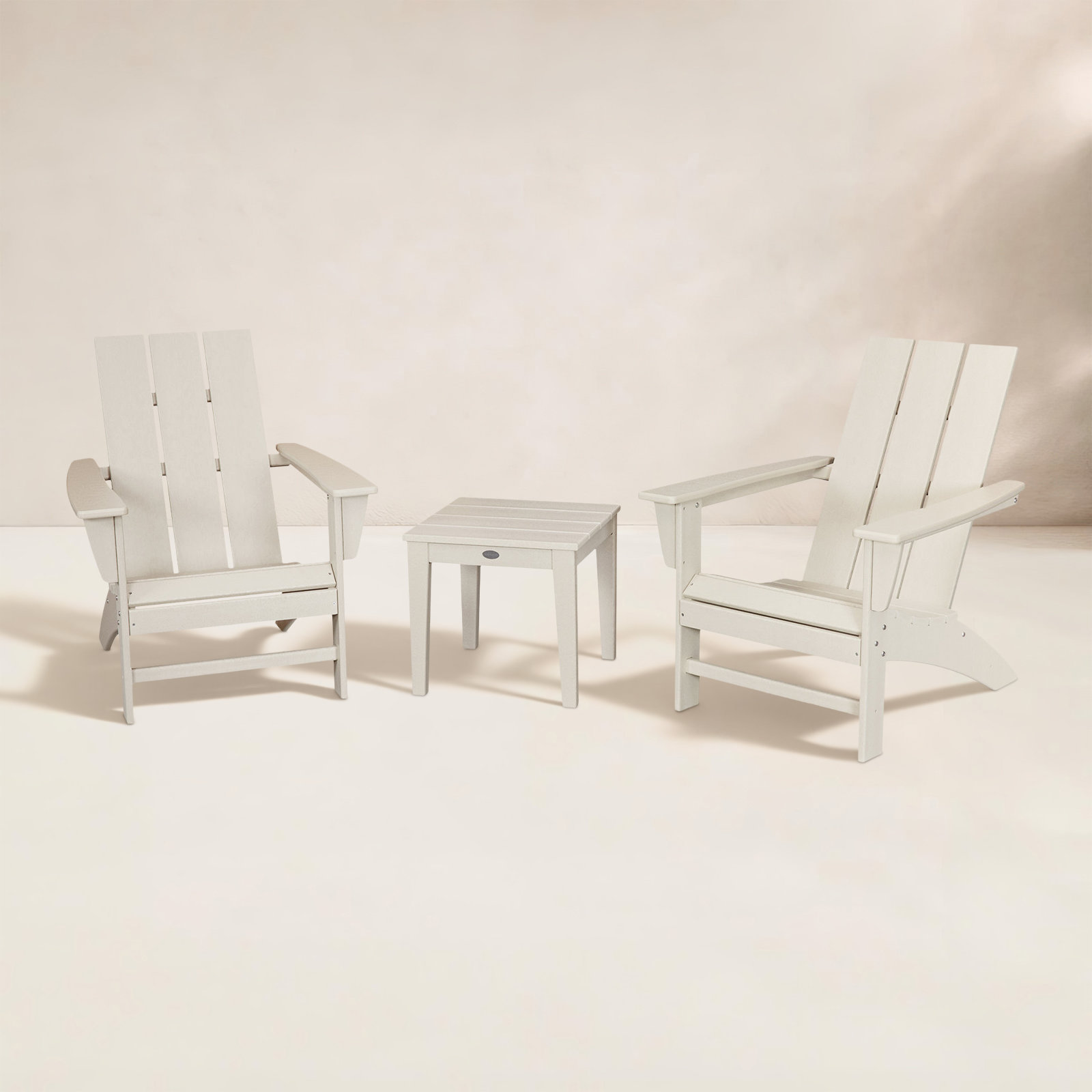 POLYWOOD® Modern Adirondack 2-Person Patio Seating Group, Sand