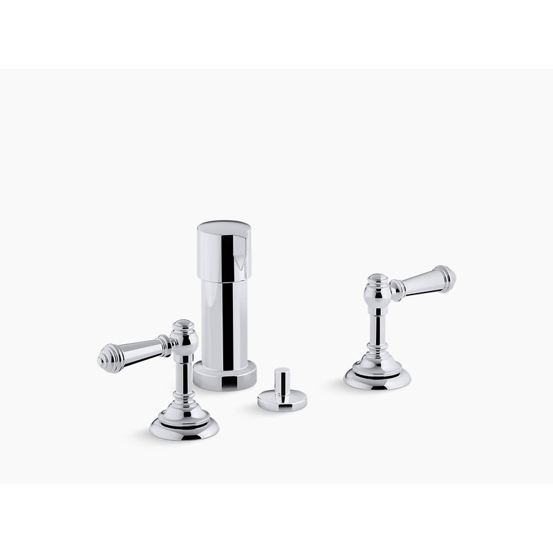 Artifacts Widespread Bidet Faucet with Handles, Polished Chrome, Lever