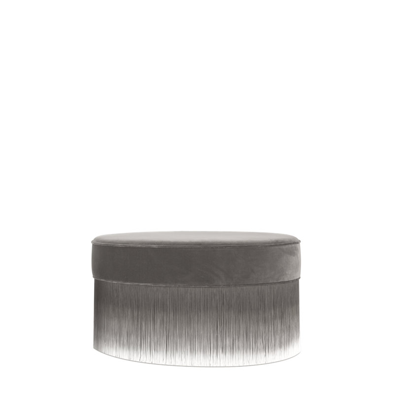 Amami Round Ottoman, Light Gray Velvet