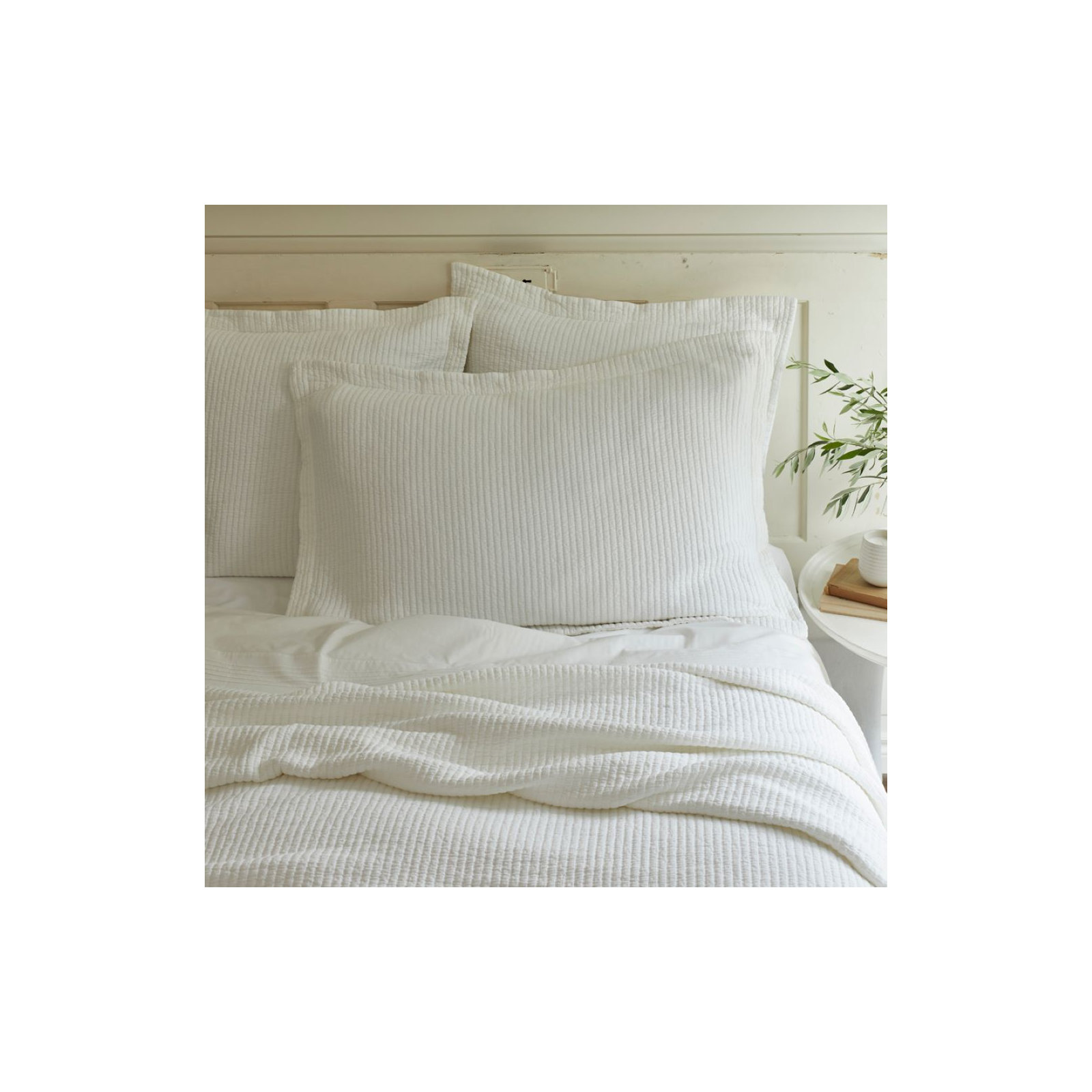 Hudson Stripe Cotton Blend Sham Set, White, King