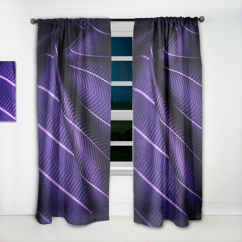 Tissu en soie lilas bleu avec une fine rayure blanche - Rideau en velours à motifs - 1 panneau, L 52 po x L 108 po