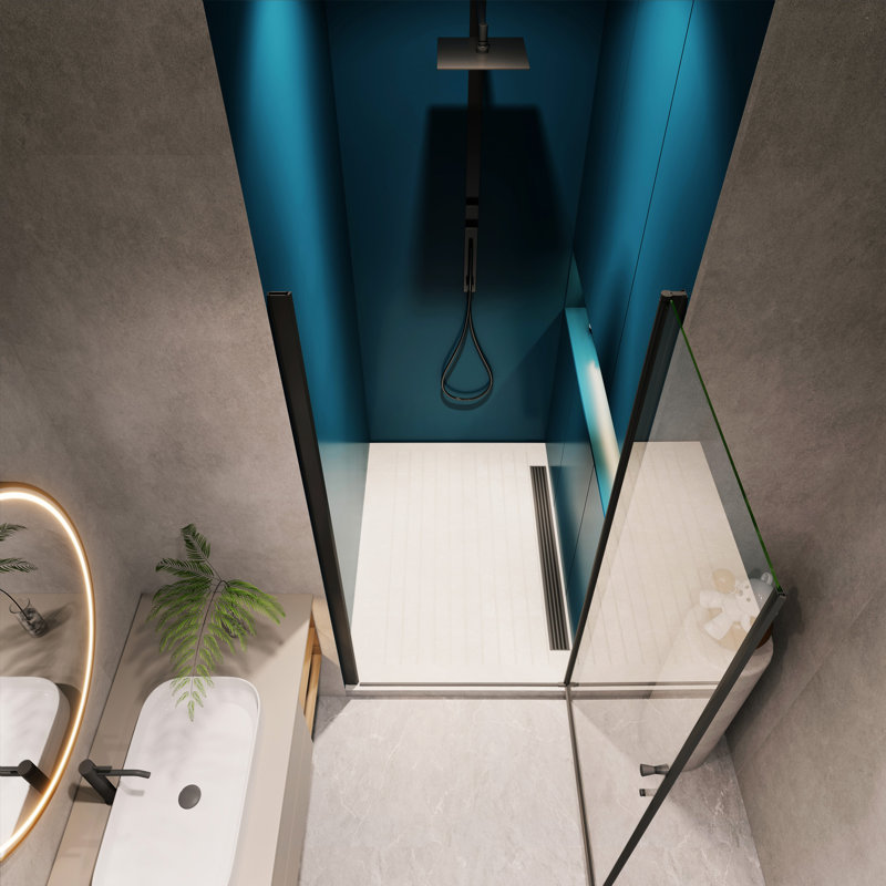 Porte de douche pivotante avec verre trempé de 1/4 po - Accessoire de salle de bain