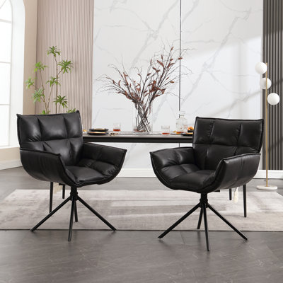 Faux Leather Swivel Armchair
