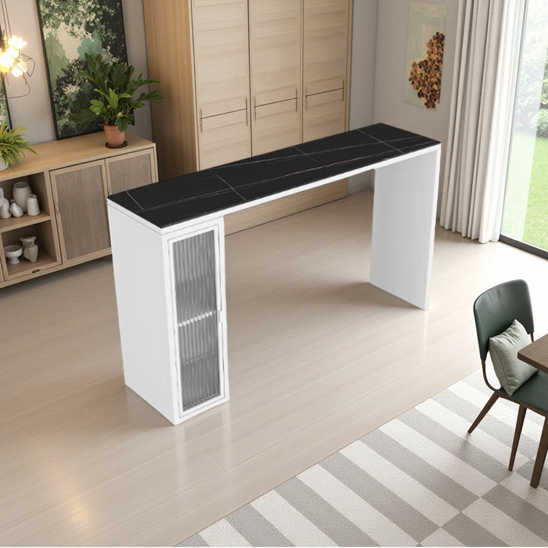 Table de bar de style moderne, Noir, Blanc, H 41,3 po x L 55,1 po x l 15,7 po