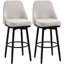 Ensemble de 2 tabourets de bar, tabourets de bar pivotants à 360 ° modernes, chaises de cuisine rembourrées d'une hauteur de siège de 29,5 pouces avec pieds et repose-pieds en acier, blanc crème