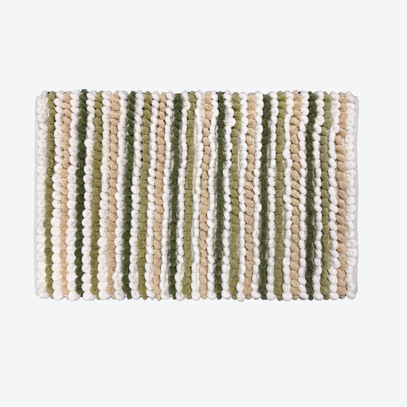 Alisbha Striped Chunky Bobble Bath Mat, Green