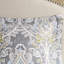 Édredon gris en coton 6 pièces - Motif époustouflant avec détails bleu et jaune