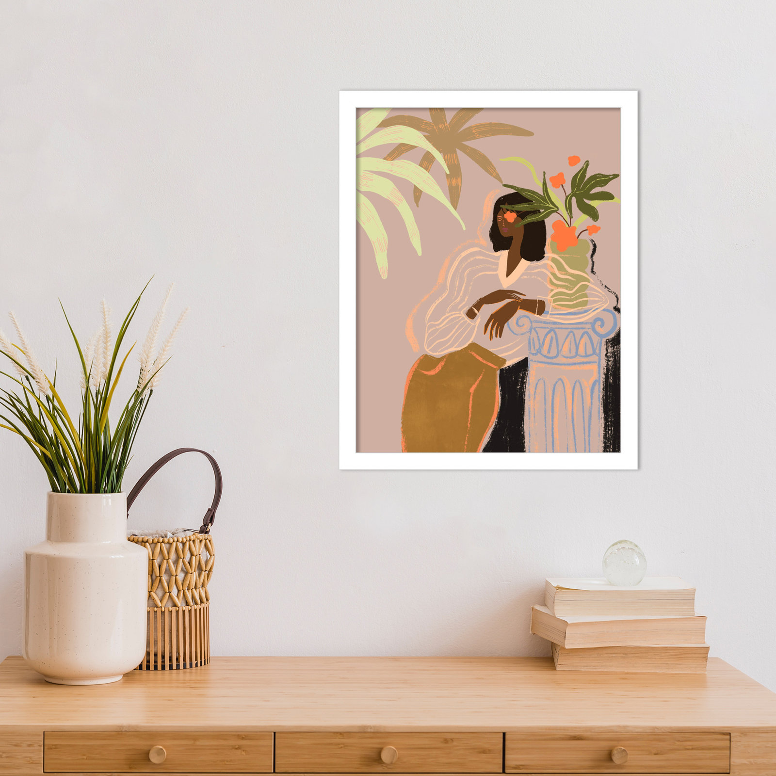 Prudence "Lady in Waiting" Print, White, 17" H x 14" W