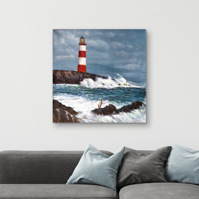 Lighthouse at the edge of the sea unleashed - 32"x32" art on canvas