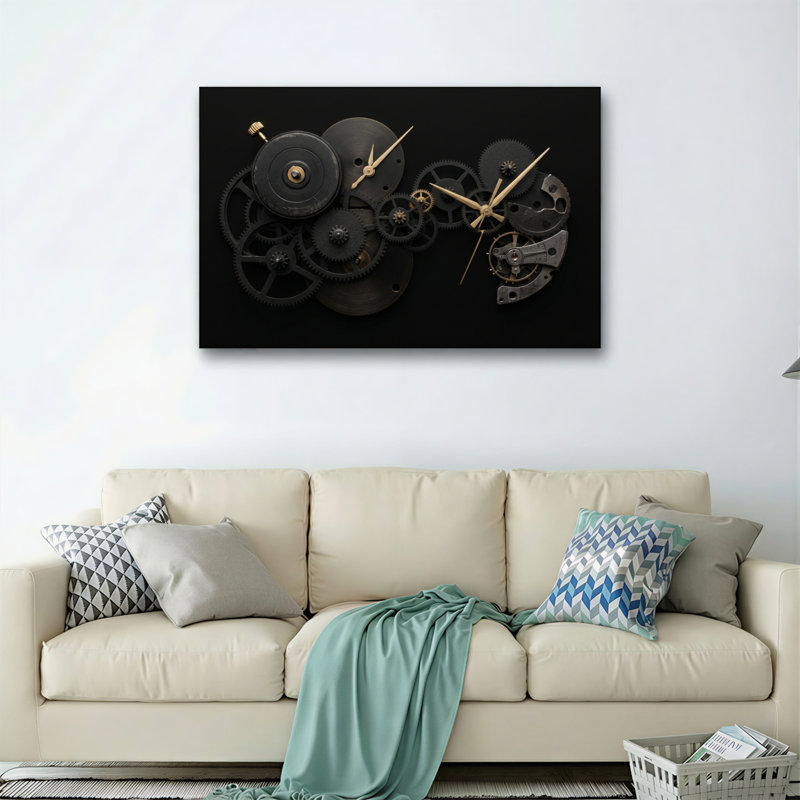 Ensemble de 1 tableau mural sur toile de style steampunk représentant une horloge, 24"H x 36"W, Wrapped Canvas