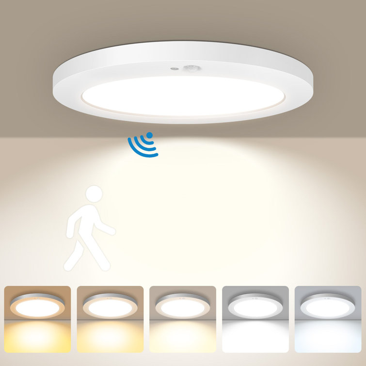 Motion Sensor Ceiling Light Indoor Wired PIR, 5CCT, 7 Inch Flush Mount Motion Sensor Light, 12W, Timer, Motion Activated Flush Mount Ceiling Light for Hallway, Pantry, ETL, Energy star
