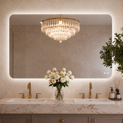 Backlit LED Bathroom Vanity Mirror, Frameless Soft Rounded Corner, Dimmable 3 Color Light, Anti-Fog, Shatterproof Tempered Glass, IP64, UL/ETL Certified
