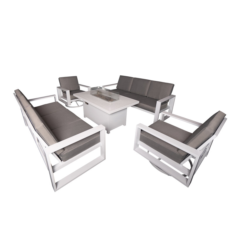 Ensemble repas extérieur pour 8 personnes Makensi, H 25,2 po x L 55,11 po x l 33,46 po