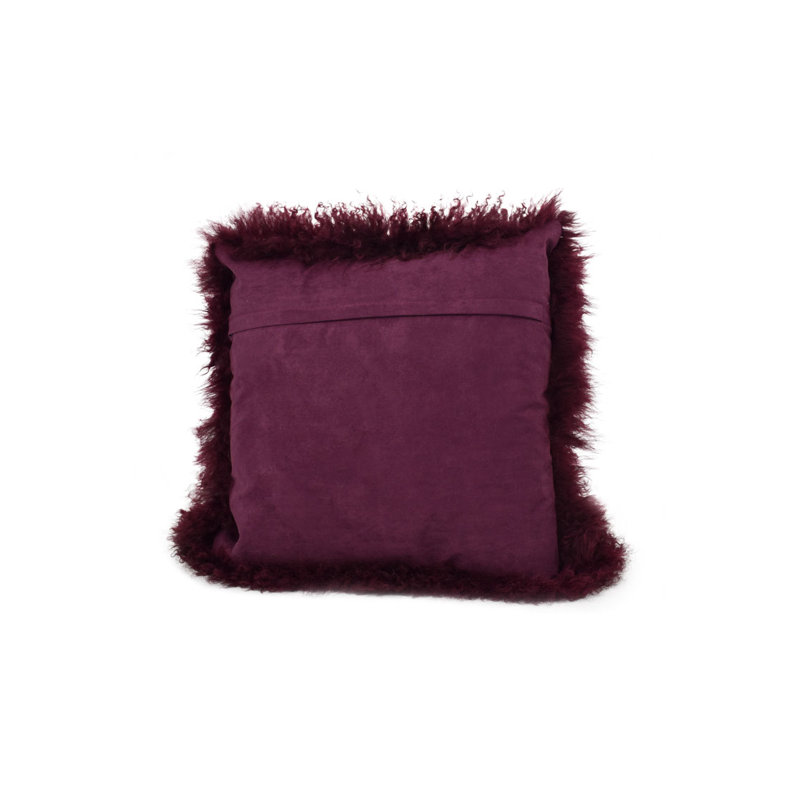 Tibetan Square Pillow Cover & Insert, Cabernet, Solid Color, 16" x 16"
